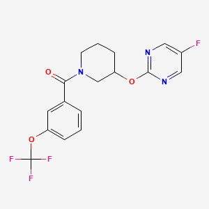 molecular formula C17H15F4N3O3 B2936974 (3-((5-氟嘧啶-2-基)氧基)哌啶-1-基)(3-(三氟甲氧基)苯基)甲酮 CAS No. 2034429-17-7