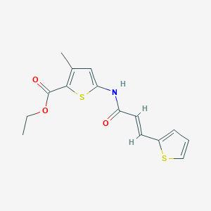 molecular formula C15H15NO3S2 B2936982 (E)-ethyl 3-methyl-5-(3-(thiophen-2-yl)acrylamido)thiophene-2-carboxylate CAS No. 477568-03-9