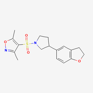 molecular formula C17H20N2O4S B2936984 4-{[3-(2,3-Dihydro-1-benzofuran-5-yl)pyrrolidin-1-yl]sulfonyl}-3,5-dimethyl-1,2-oxazole CAS No. 2097919-40-7