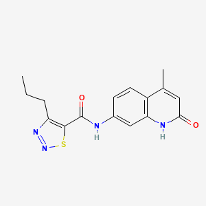 molecular formula C16H16N4O2S B2936986 N-(4-methyl-2-oxo-1,2-dihydroquinolin-7-yl)-4-propyl-1,2,3-thiadiazole-5-carboxamide CAS No. 1251561-72-4