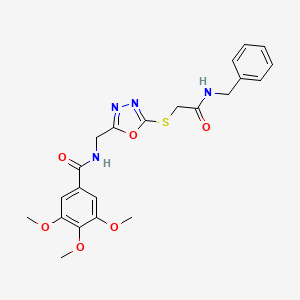 molecular formula C22H24N4O6S B2936991 N-[(5-{[2-(benzylamino)-2-oxoethyl]thio}-1,3,4-oxadiazol-2-yl)methyl]-3,4,5-trimethoxybenzamide CAS No. 851784-45-7
