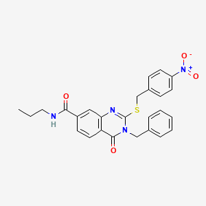 molecular formula C26H24N4O4S B2937003 3-benzyl-2-((4-nitrobenzyl)thio)-4-oxo-N-propyl-3,4-dihydroquinazoline-7-carboxamide CAS No. 1115342-56-7
