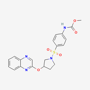 molecular formula C20H20N4O5S B2937005 甲基 N-(4-{[3-(喹喔啉-2-氧基)吡咯烷-1-基]磺酰基}苯基)氨基甲酸酯 CAS No. 2097928-89-5