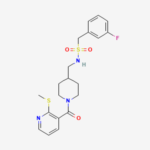 molecular formula C20H24FN3O3S2 B2937038 1-(3-fluorophenyl)-N-((1-(2-(methylthio)nicotinoyl)piperidin-4-yl)methyl)methanesulfonamide CAS No. 1234957-93-7