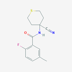 molecular formula C14H15FN2OS B2937047 N-(4-Cyanothian-4-yl)-2-fluoro-5-methylbenzamide CAS No. 2194072-65-4