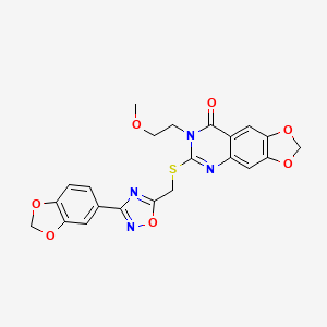 molecular formula C22H18N4O7S B2937054 N-(4-{5-[(4-chlorophenoxy)methyl]-1,2,4-oxadiazol-3-yl}phenyl)benzenesulfonamide CAS No. 1111993-54-4