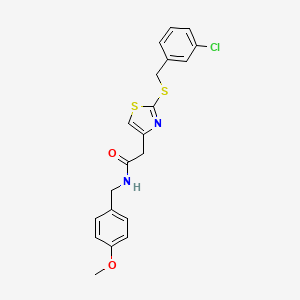 molecular formula C20H19ClN2O2S2 B2937058 2-(2-((3-chlorobenzyl)thio)thiazol-4-yl)-N-(4-methoxybenzyl)acetamide CAS No. 953932-18-8