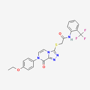 molecular formula C22H18F3N5O3S B2937069 2-((7-(4-ethoxyphenyl)-8-oxo-7,8-dihydro-[1,2,4]triazolo[4,3-a]pyrazin-3-yl)thio)-N-(2-(trifluoromethyl)phenyl)acetamide CAS No. 1223929-10-9