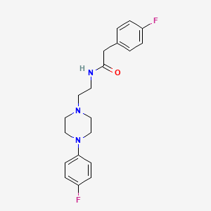molecular formula C20H23F2N3O B2937070 2-(4-fluorophenyl)-N-(2-(4-(4-fluorophenyl)piperazin-1-yl)ethyl)acetamide CAS No. 1049346-31-7