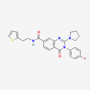 3-(4-fluorophenyl)-4-oxo-2-(pyrrolidin-1-yl)-N-(2-(thiophen-2-yl)ethyl)-3,4-dihydroquinazoline-7-carboxamide
