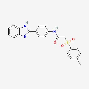 molecular formula C22H19N3O3S B2937085 N-(4-(1H-苯并[d]咪唑-2-基)苯基)-2-甲苯磺酰基乙酰胺 CAS No. 895448-30-3