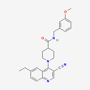 molecular formula C26H28N4O2 B2937089 1-(3-cyano-6-ethylquinolin-4-yl)-N-[(3-methoxyphenyl)methyl]piperidine-4-carboxamide CAS No. 1226439-51-5