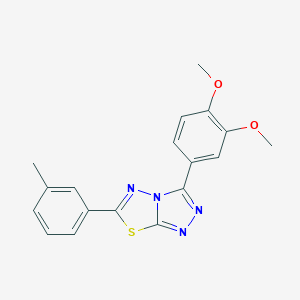 molecular formula C18H16N4O2S B293709 3-(3,4-Dimethoxyphenyl)-6-(3-methylphenyl)[1,2,4]triazolo[3,4-b][1,3,4]thiadiazole 