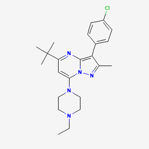 molecular formula C23H30ClN5 B2937107 5-Tert-butyl-3-(4-chlorophenyl)-7-(4-ethylpiperazin-1-yl)-2-methylpyrazolo[1,5-a]pyrimidine CAS No. 850824-86-1