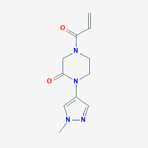 molecular formula C11H14N4O2 B2937113 1-(1-Methylpyrazol-4-yl)-4-prop-2-enoylpiperazin-2-one CAS No. 2193416-02-1