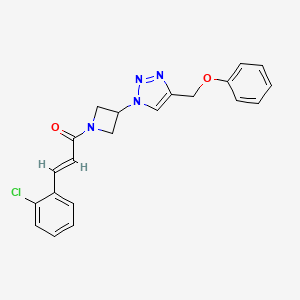 molecular formula C21H19ClN4O2 B2937115 (E)-3-(2-chlorophenyl)-1-(3-(4-(phenoxymethyl)-1H-1,2,3-triazol-1-yl)azetidin-1-yl)prop-2-en-1-one CAS No. 2035036-19-0