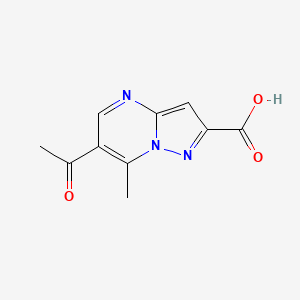 molecular formula C10H9N3O3 B2937126 6-Acetyl-7-methyl-pyrazolo[1,5-a]pyrimidine-2-carboxylic acid CAS No. 774183-57-2
