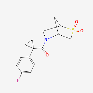 molecular formula C15H16FNO3S B2937128 5-[1-(4-Fluorophenyl)cyclopropanecarbonyl]-2lambda6-thia-5-azabicyclo[2.2.1]heptane-2,2-dione CAS No. 2097863-29-9