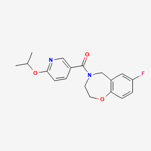 molecular formula C18H19FN2O3 B2937132 (7-fluoro-2,3-dihydrobenzo[f][1,4]oxazepin-4(5H)-yl)(6-isopropoxypyridin-3-yl)methanone CAS No. 2034290-56-5