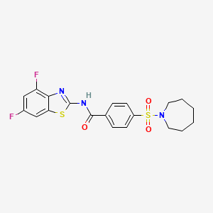 molecular formula C20H19F2N3O3S2 B2937145 4-(azepan-1-ylsulfonyl)-N-(4,6-difluorobenzo[d]thiazol-2-yl)benzamide CAS No. 905690-74-6