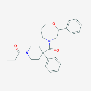 molecular formula C26H30N2O3 B2937156 1-[4-Phenyl-4-(2-phenyl-1,4-oxazepane-4-carbonyl)piperidin-1-yl]prop-2-en-1-one CAS No. 2361750-05-0