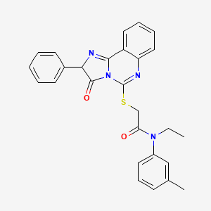 molecular formula C27H24N4O2S B2937159 N-乙基-N-(3-甲基苯基)-2-({3-氧代-2-苯基-2H,3H-咪唑并[1,2-c]喹唑啉-5-基}硫代)乙酰胺 CAS No. 1053080-02-6