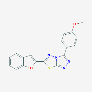 molecular formula C18H12N4O2S B293716 6-(1-Benzofuran-2-yl)-3-(4-methoxyphenyl)[1,2,4]triazolo[3,4-b][1,3,4]thiadiazole 