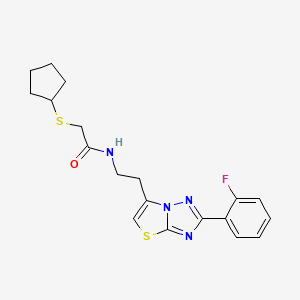 2-(cyclopentylthio)-N-(2-(2-(2-fluorophenyl)thiazolo[3,2-b][1,2,4]triazol-6-yl)ethyl)acetamide