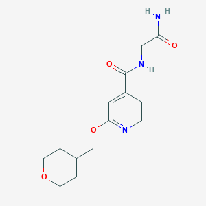 molecular formula C14H19N3O4 B2937170 N-(2-amino-2-oxoethyl)-2-((tetrahydro-2H-pyran-4-yl)methoxy)isonicotinamide CAS No. 2034296-97-2