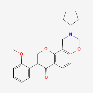 molecular formula C23H23NO4 B2937172 9-cyclopentyl-3-(2-methoxyphenyl)-9,10-dihydrochromeno[8,7-e][1,3]oxazin-4(8H)-one CAS No. 951977-97-2