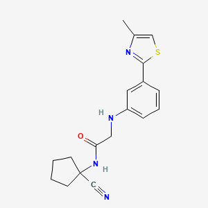 molecular formula C18H20N4OS B2937174 N-(1-cyanocyclopentyl)-2-{[3-(4-methyl-1,3-thiazol-2-yl)phenyl]amino}acetamide CAS No. 1333950-95-0