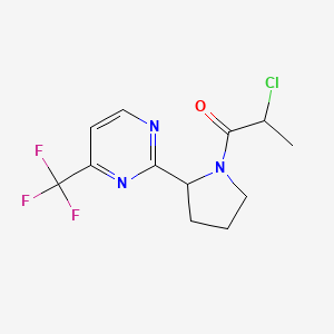 molecular formula C12H13ClF3N3O B2937182 2-Chloro-1-[2-[4-(trifluoromethyl)pyrimidin-2-yl]pyrrolidin-1-yl]propan-1-one CAS No. 2411290-00-9