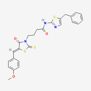 molecular formula C25H23N3O3S3 B2937187 N-(5-benzyl-1,3-thiazol-2-yl)-4-[(5Z)-5-[(4-methoxyphenyl)methylidene]-4-oxo-2-sulfanylidene-1,3-thiazolidin-3-yl]butanamide CAS No. 300819-31-2