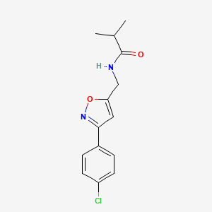 molecular formula C14H15ClN2O2 B2937188 N-{[3-(4-chlorophenyl)-5-isoxazolyl]methyl}-2-methylpropanamide CAS No. 478066-20-5