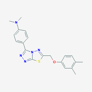 molecular formula C20H21N5OS B293719 4-{6-[(3,4-dimethylphenoxy)methyl][1,2,4]triazolo[3,4-b][1,3,4]thiadiazol-3-yl}-N,N-dimethylaniline 