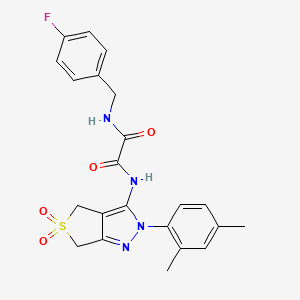 molecular formula C22H21FN4O4S B2937203 N1-(2-(2,4-二甲苯基)-5,5-二氧化-4,6-二氢-2H-噻吩并[3,4-c]吡唑-3-基)-N2-(4-氟苄基)草酰胺 CAS No. 899751-25-8