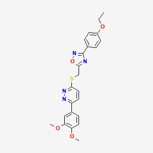 molecular formula C23H22N4O4S B2937215 3-(3,4-Dimethoxyphenyl)-6-({[3-(4-ethoxyphenyl)-1,2,4-oxadiazol-5-yl]methyl}thio)pyridazine CAS No. 1111316-68-7