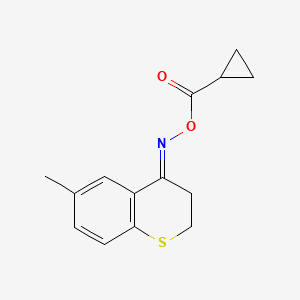 molecular formula C14H15NO2S B2937217 N-[(cyclopropylcarbonyl)oxy]-N-(6-methyl-2,3-dihydro-4H-thiochromen-4-yliden)amine CAS No. 383145-48-0