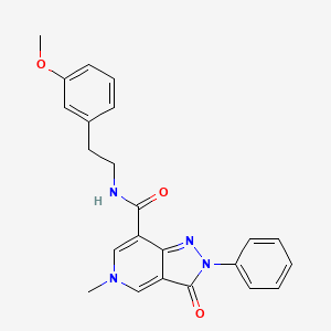 molecular formula C23H22N4O3 B2937218 N-(3-methoxyphenethyl)-5-methyl-3-oxo-2-phenyl-3,5-dihydro-2H-pyrazolo[4,3-c]pyridine-7-carboxamide CAS No. 921575-71-5