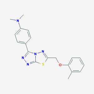 molecular formula C19H19N5OS B293722 N,N-dimethyl-4-{6-[(2-methylphenoxy)methyl][1,2,4]triazolo[3,4-b][1,3,4]thiadiazol-3-yl}aniline 
