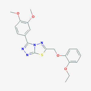 molecular formula C20H20N4O4S B293723 3-(3,4-Dimethoxyphenyl)-6-[(2-ethoxyphenoxy)methyl][1,2,4]triazolo[3,4-b][1,3,4]thiadiazole 