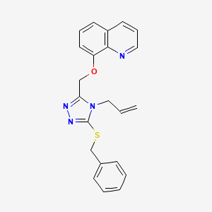 molecular formula C22H20N4OS B2937237 8-{[5-(benzylsulfanyl)-4-(prop-2-en-1-yl)-4H-1,2,4-triazol-3-yl]methoxy}quinoline CAS No. 102061-71-2