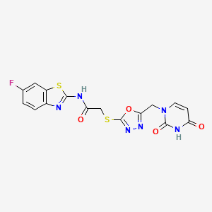2-((5-((2,4-dioxo-3,4-dihydropyrimidin-1(2H)-yl)methyl)-1,3,4-oxadiazol-2-yl)thio)-N-(6-fluorobenzo[d]thiazol-2-yl)acetamide
