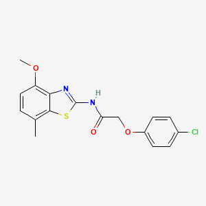 2-(4-chlorophenoxy)-N-(4-methoxy-7-methyl-1,3-benzothiazol-2-yl)acetamide