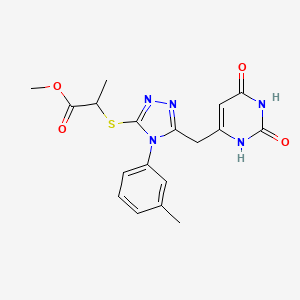 methyl 2-[[5-[(2,4-dioxo-1H-pyrimidin-6-yl)methyl]-4-(3-methylphenyl)-1,2,4-triazol-3-yl]sulfanyl]propanoate