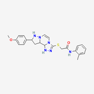 molecular formula C23H20N6O2S B2937257 2-{[11-(4-methoxyphenyl)-3,4,6,9,10-pentaazatricyclo[7.3.0.0^{2,6}]dodeca-1(12),2,4,7,10-pentaen-5-yl]sulfanyl}-N-(2-methylphenyl)acetamide CAS No. 1207045-79-1