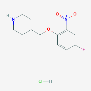 molecular formula C12H16ClFN2O3 B2937258 4-[(4-氟-2-硝基苯氧基)甲基]哌啶盐酸盐 CAS No. 1286274-64-3
