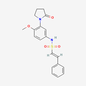 molecular formula C19H20N2O4S B2937259 (E)-N-(4-甲氧基-3-(2-氧代吡咯烷-1-基)苯基)-2-苯乙烯磺酰胺 CAS No. 1251711-33-7