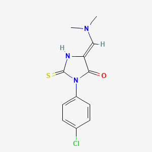 molecular formula C12H12ClN3OS B2937261 3-(4-氯苯基)-5-[(二甲氨基)亚甲基]-2-硫代氧代四氢-4H-咪唑-4-酮 CAS No. 321433-96-9