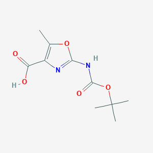 molecular formula C10H14N2O5 B2937268 5-Methyl-2-[(2-methylpropan-2-yl)oxycarbonylamino]-1,3-oxazole-4-carboxylic acid CAS No. 2248410-08-2